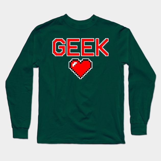 Pixel Heart Retro Video game Geek gift Long Sleeve T-Shirt by Scar
